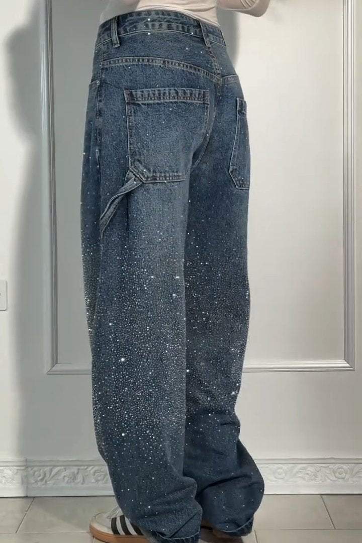 Women's Casual Rhinestone Loose Harem Jeans - Seldom Seen Styles