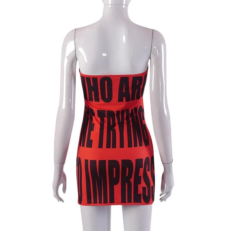 Sleeveless contrast print backless tube mini dress - Seldom Seen Styles