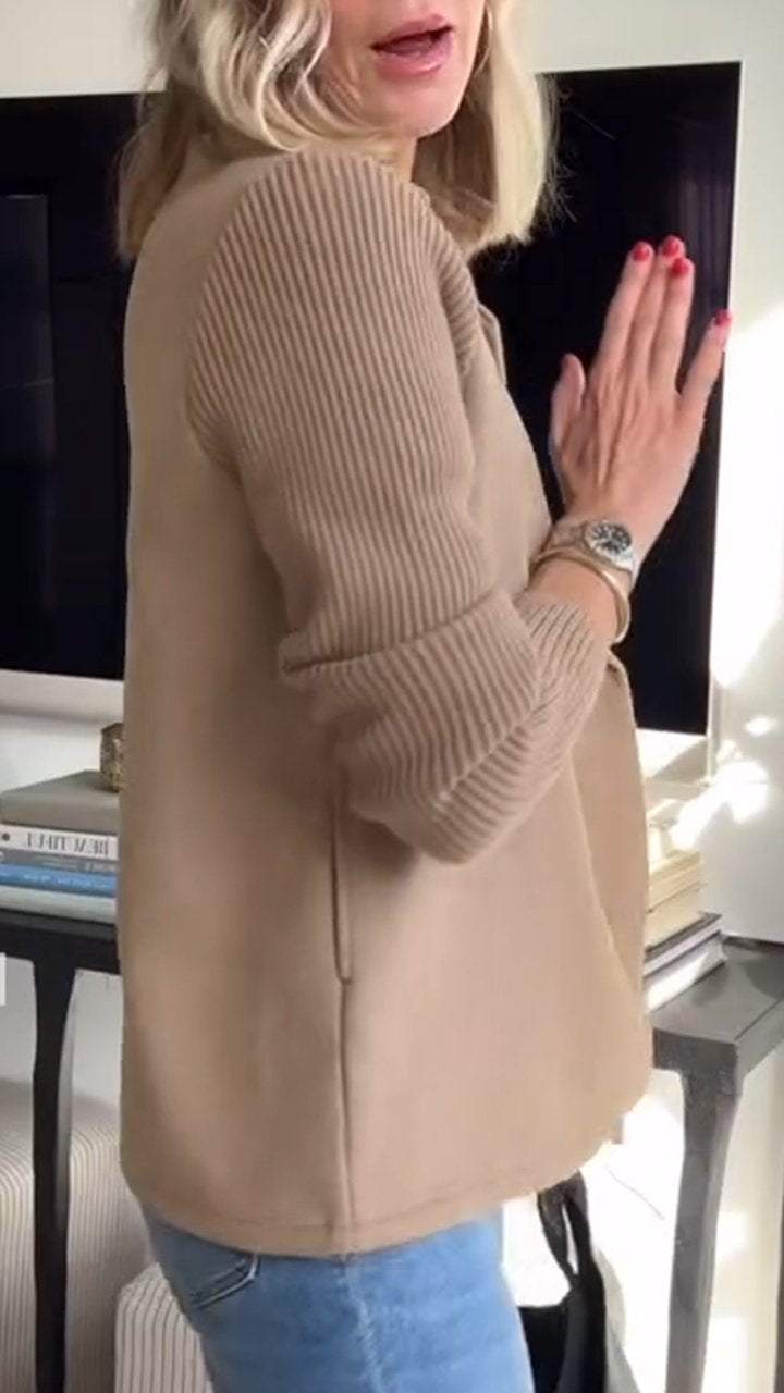 Lenore - Chic Knit-Sleeve Blazer - Seldom Seen Styles