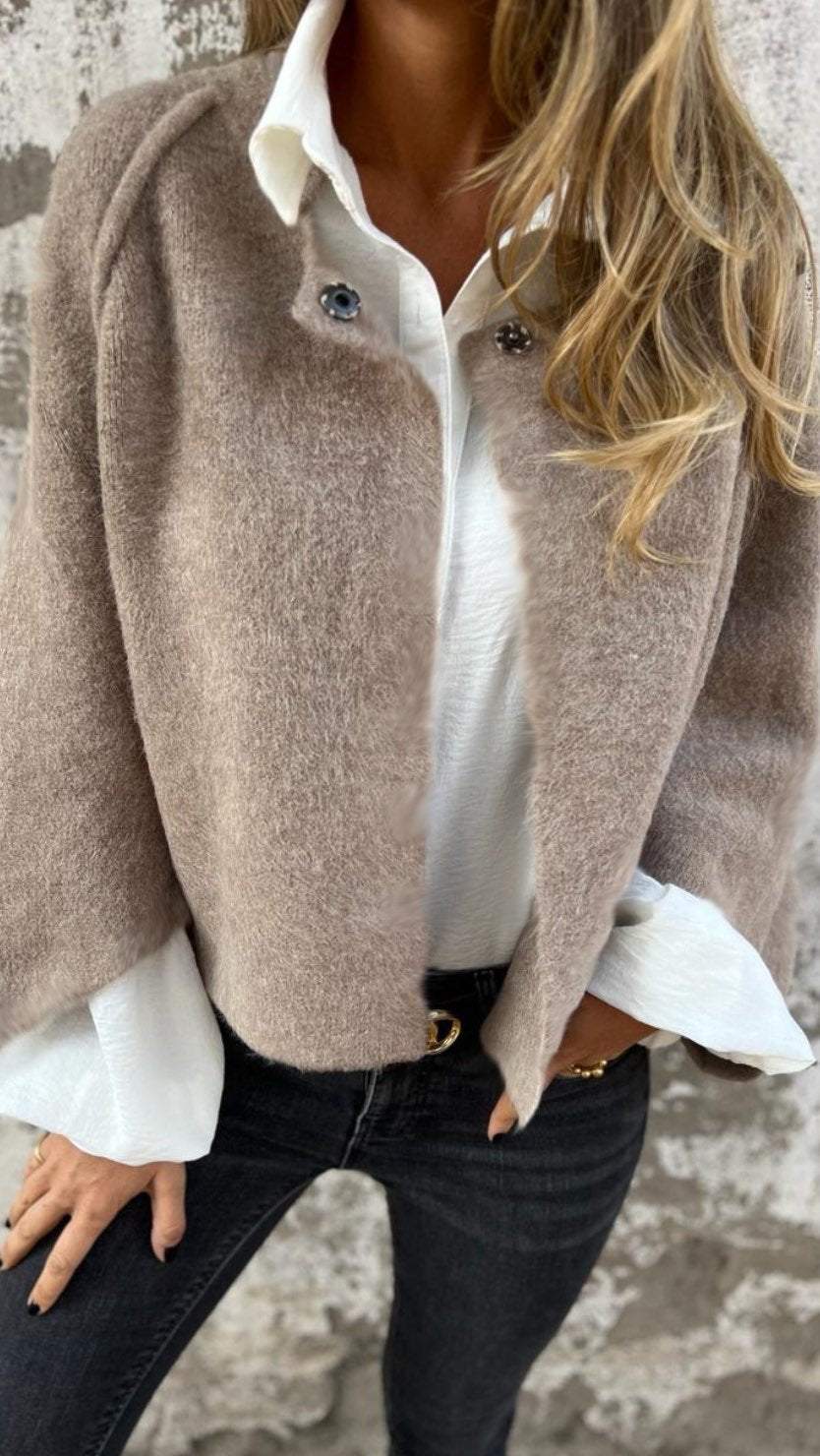 Women's Round Neck Woolen Long Sleeve Coat - Seldom Seen Styles