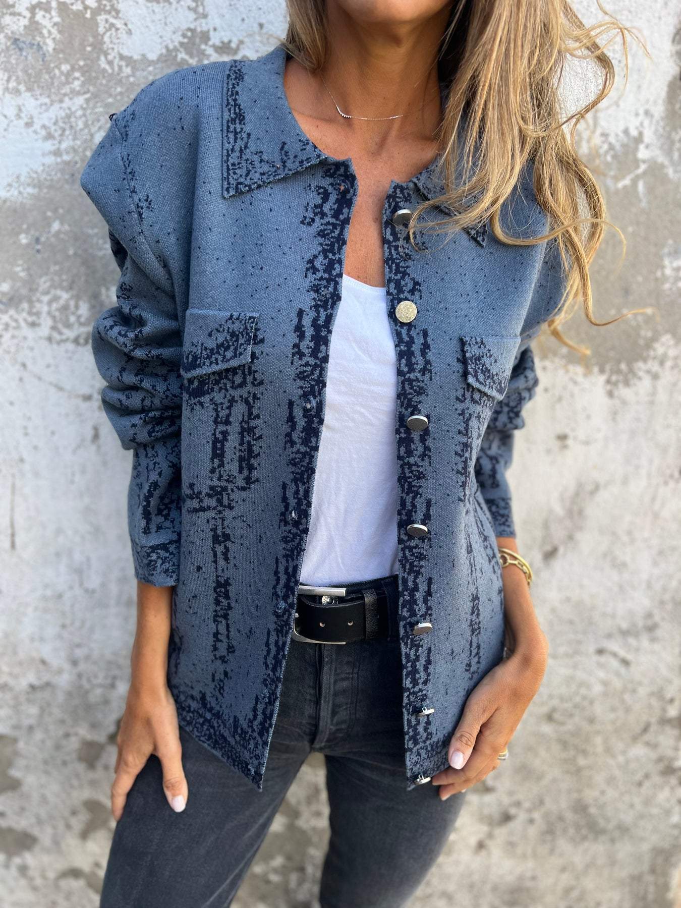 Lapel Knitted Long Sleeve Jacket - Seldom Seen Styles