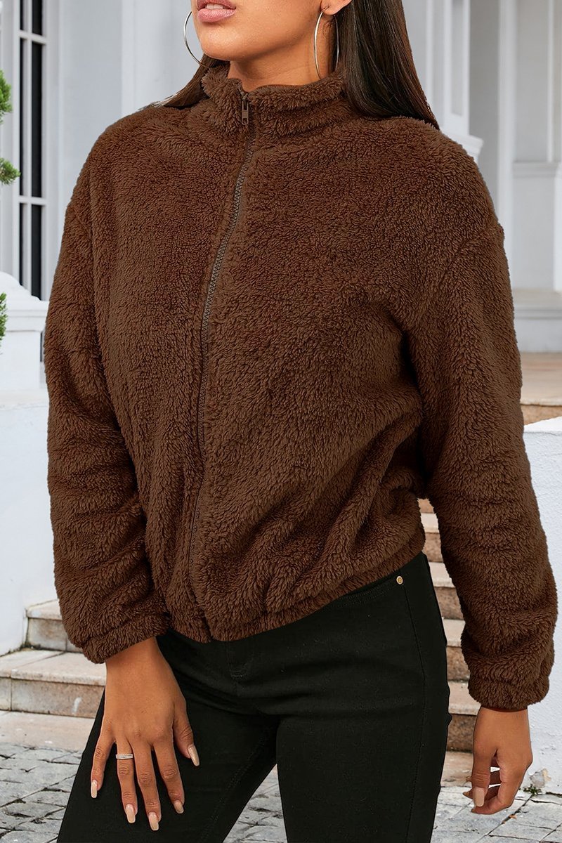 Women's Casual Plush Loose Warm Long-sleeved Cardigan Jacket - Seldom Seen Styles