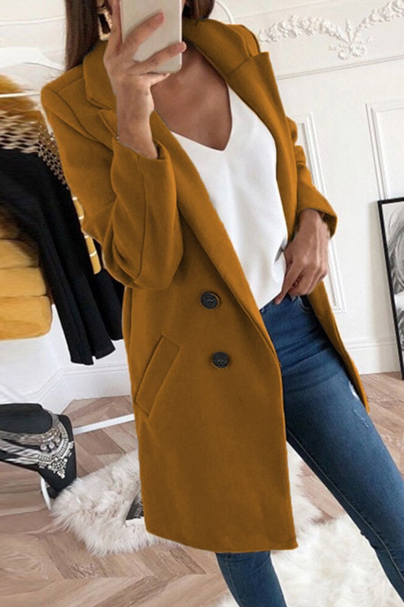 Women's Fashion Solid Color Suit Collar Slim Fit Women's Windbreaker Jacket - Seldom Seen Styles