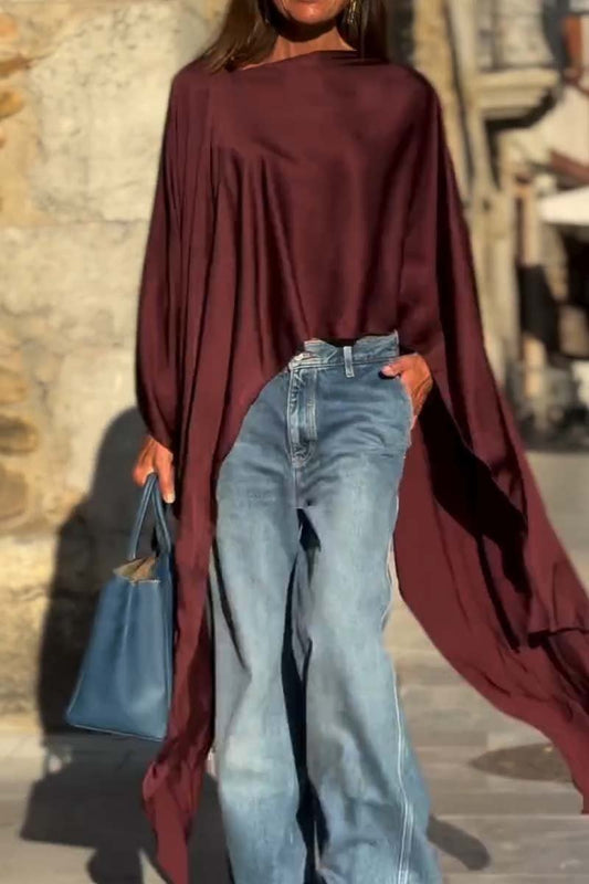 Women's Irregular Hem Satin Top - Seldom Seen Styles