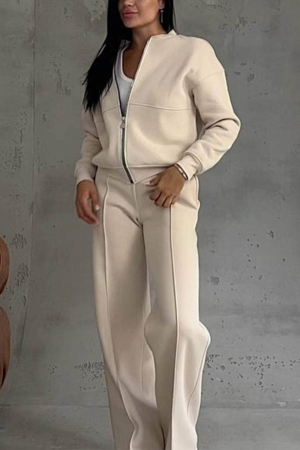 Women's Zipper Jacket & Pants Two-piece Set - Seldom Seen Styles