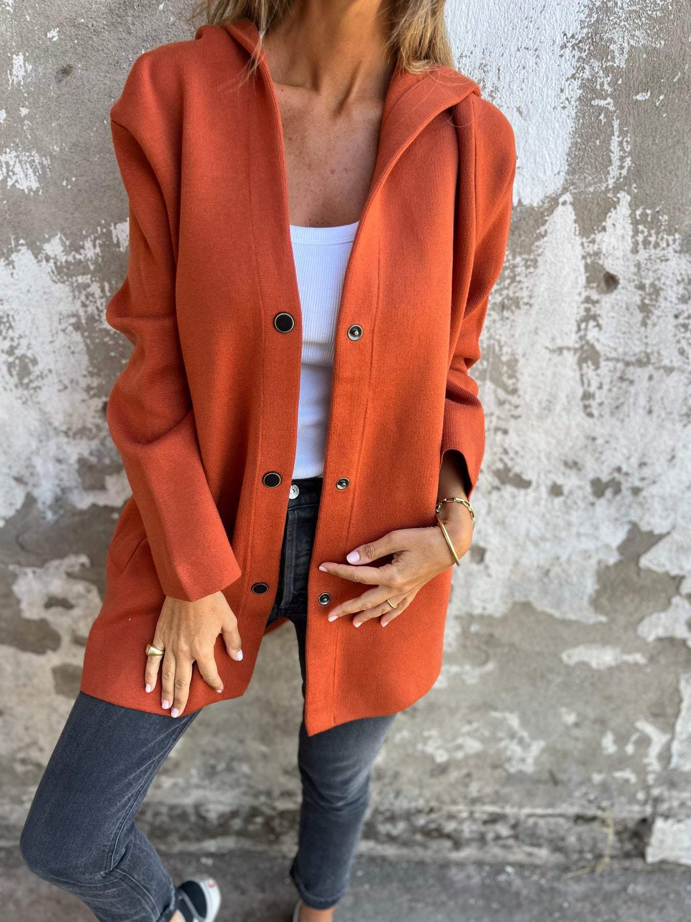 Casual Single Breasted Hooded Jacket - Seldom Seen Styles