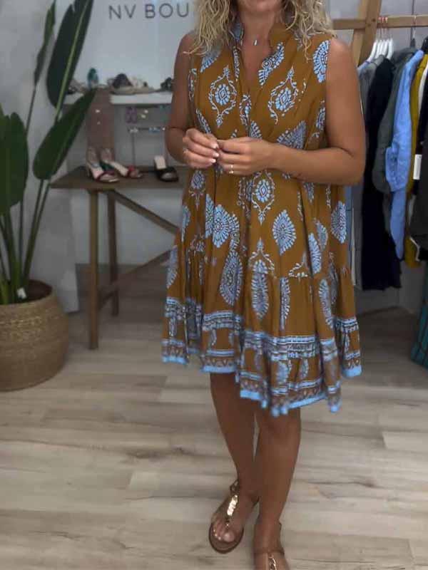 Women's V-neck Printed Short Dress - Seldom Seen Styles