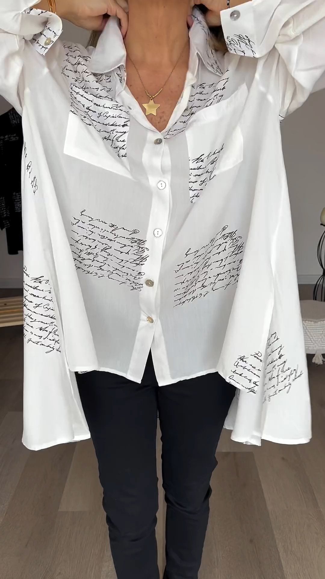 Letter Print Fashion Lapel Shirt - Seldom Seen Styles