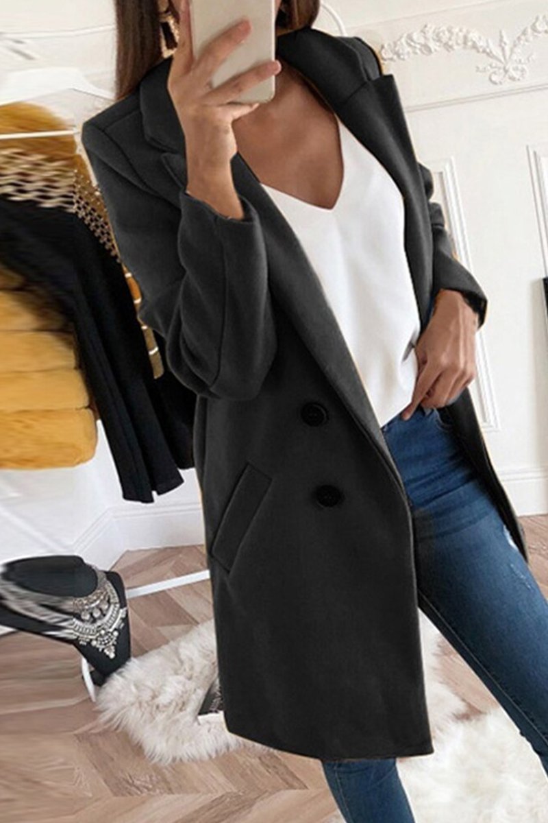 Women's Fashion Solid Color Suit Collar Slim Fit Women's Windbreaker Jacket - Seldom Seen Styles