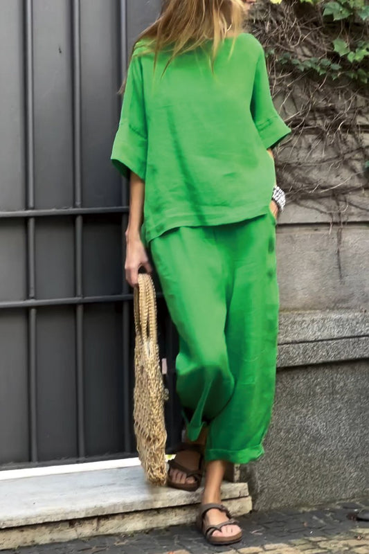 Cotton and linen casual solid color suit - Seldom Seen Styles