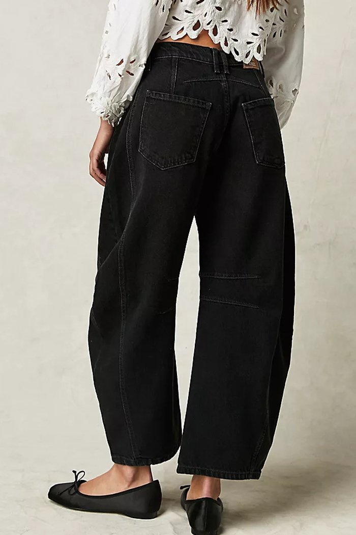Fashion Casual Women's Loose Wide-leg Pants Mid-low Waist Washed Denim Trousers - Seldom Seen Styles