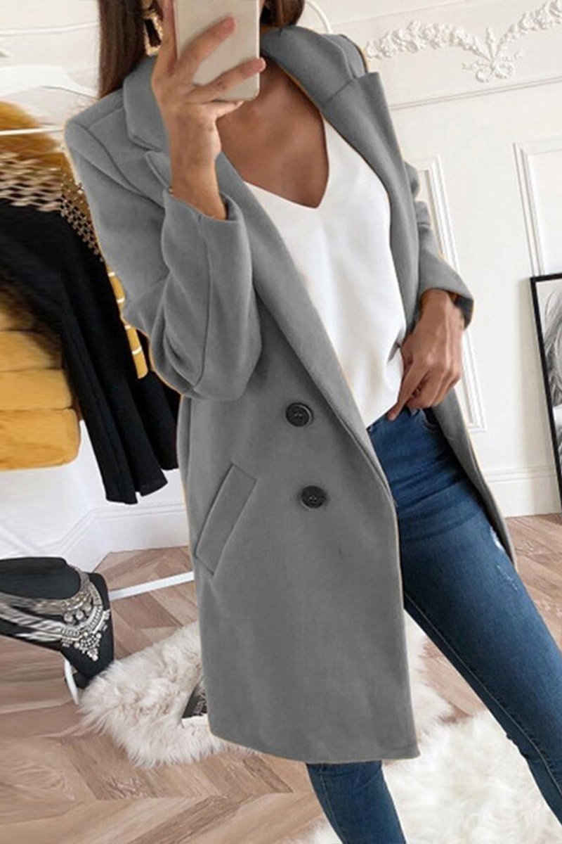 Women's Fashion Solid Color Suit Collar Slim Fit Women's Windbreaker Jacket - Seldom Seen Styles