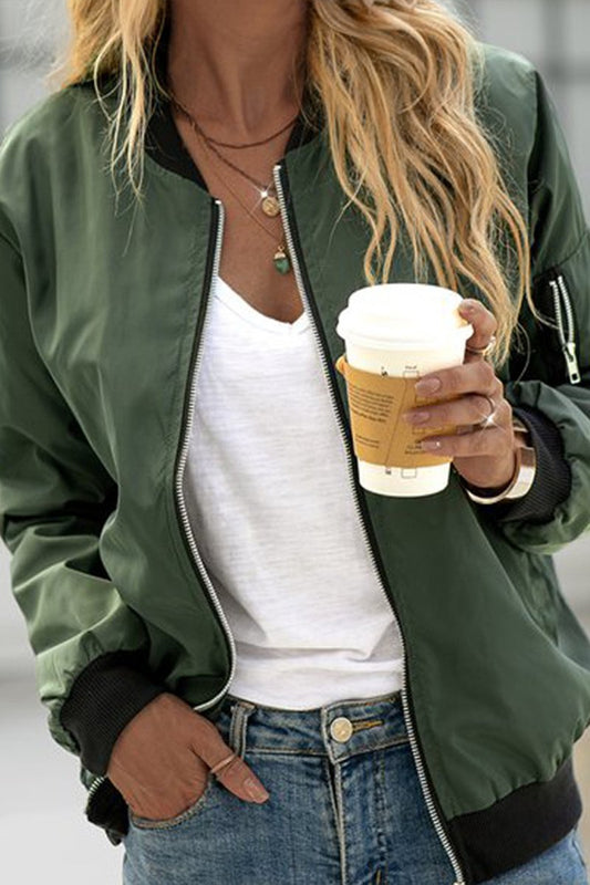 Women's Fashion Casual Solid Color Zipper Jacket - Seldom Seen Styles