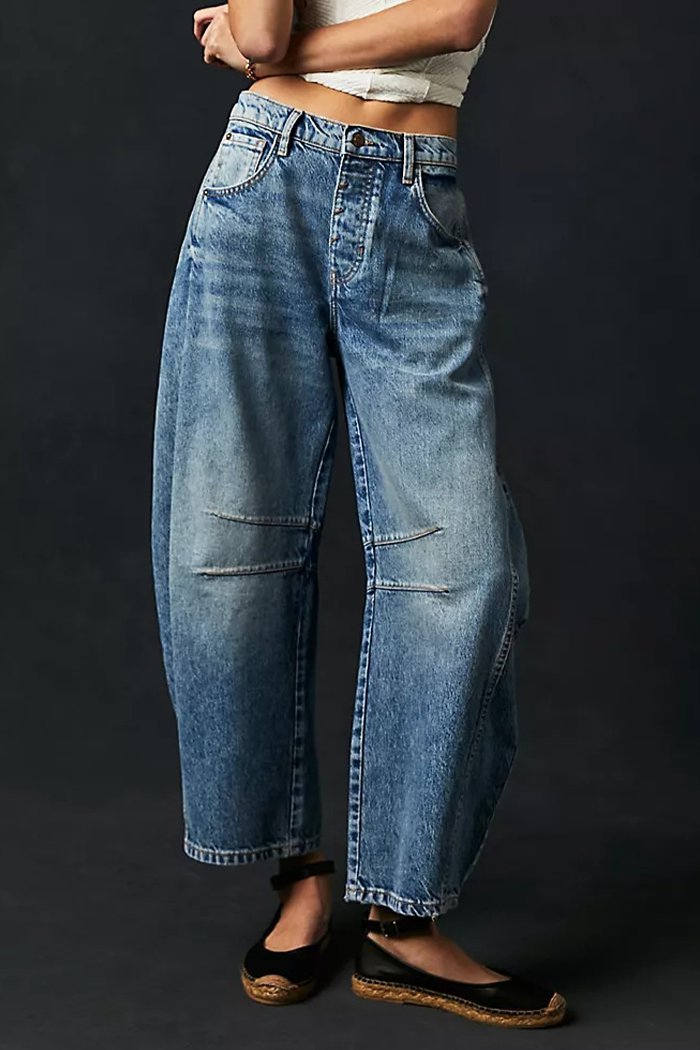 Fashion Casual Women's Loose Wide-leg Pants Mid-low Waist Washed Denim Trousers - Seldom Seen Styles