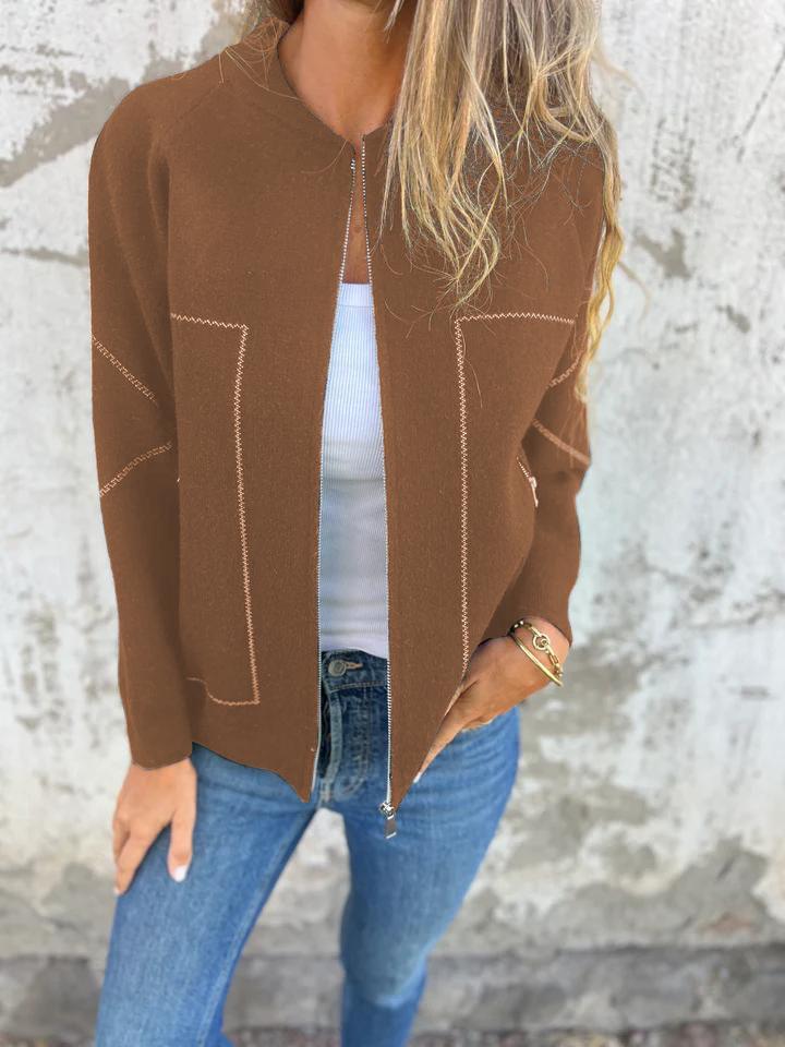 Casual Round Neck Zipper Thin Jacket - Seldom Seen Styles