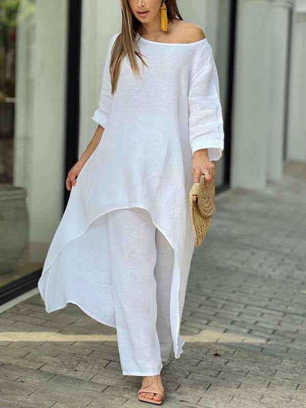 Fashionable women's solid color two-piece set - Seldom Seen Styles