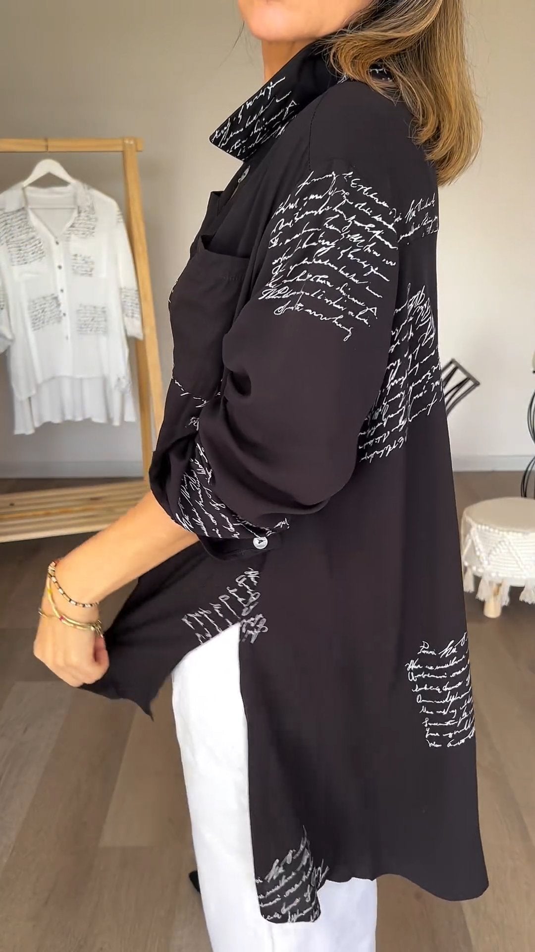 Letter Print Fashion Lapel Shirt - Seldom Seen Styles