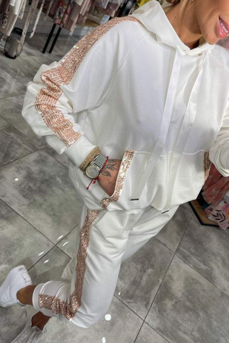 Women's Hooded Long Sequined Casual Suit - Seldom Seen Styles