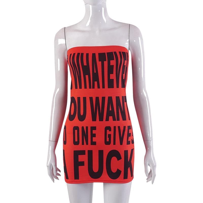 Sleeveless contrast print backless tube mini dress - Seldom Seen Styles