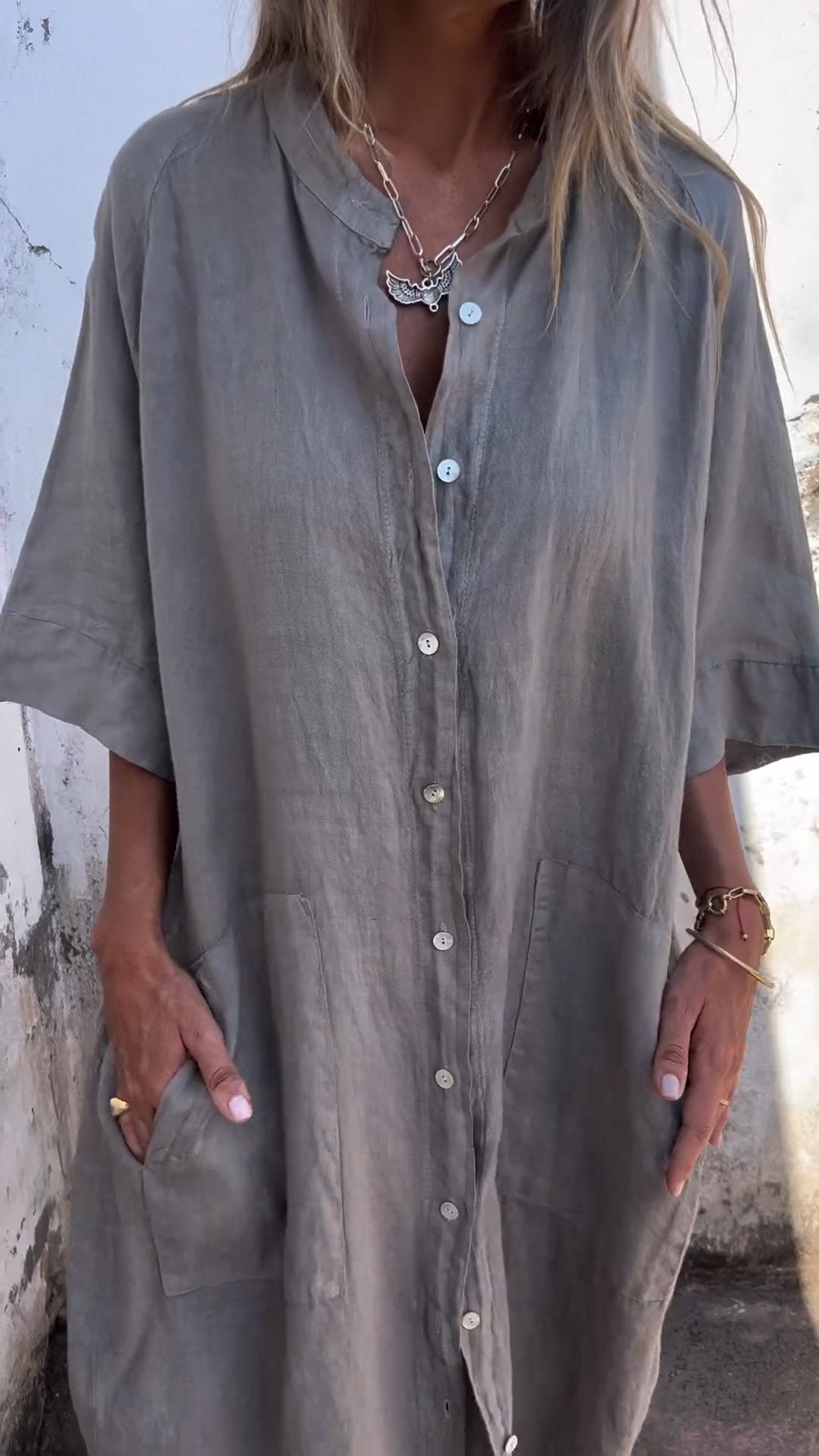 Shirt Style Casual Long Dress - Seldom Seen Styles