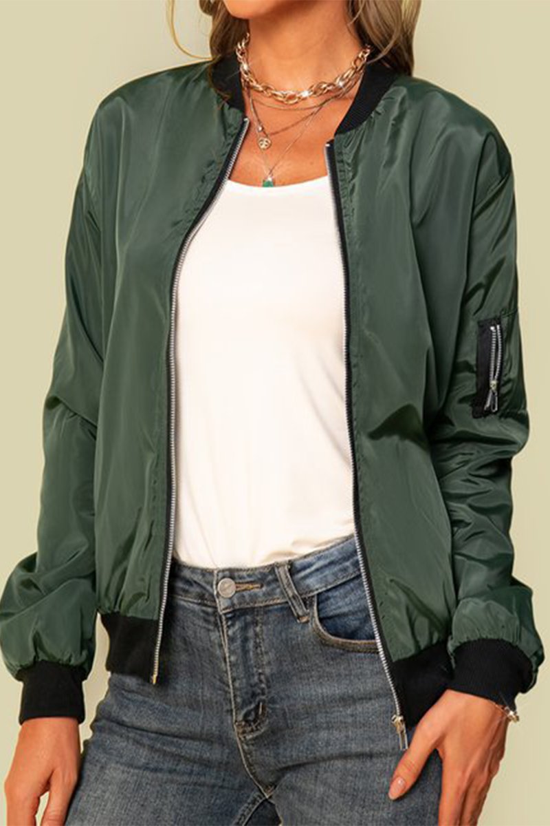 Women's Fashion Casual Solid Color Zipper Jacket - Seldom Seen Styles