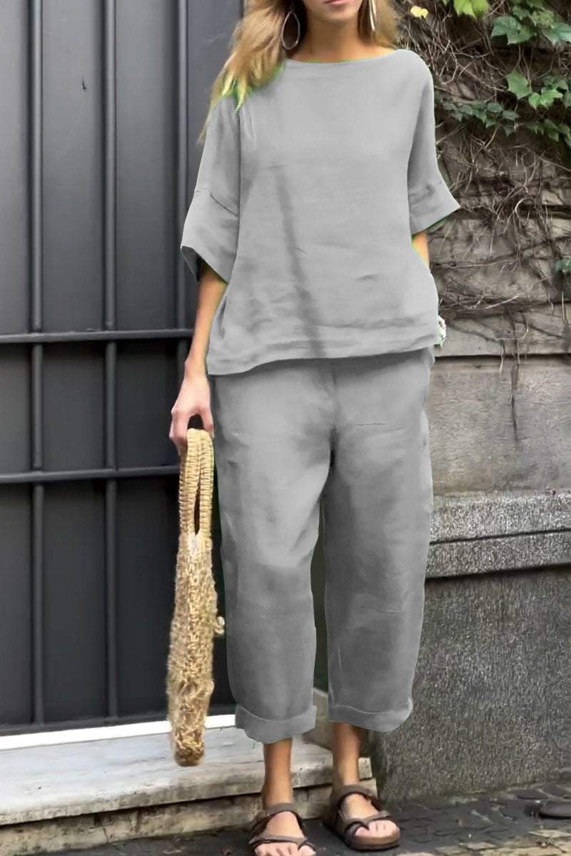 Cotton and linen casual solid color suit - Seldom Seen Styles