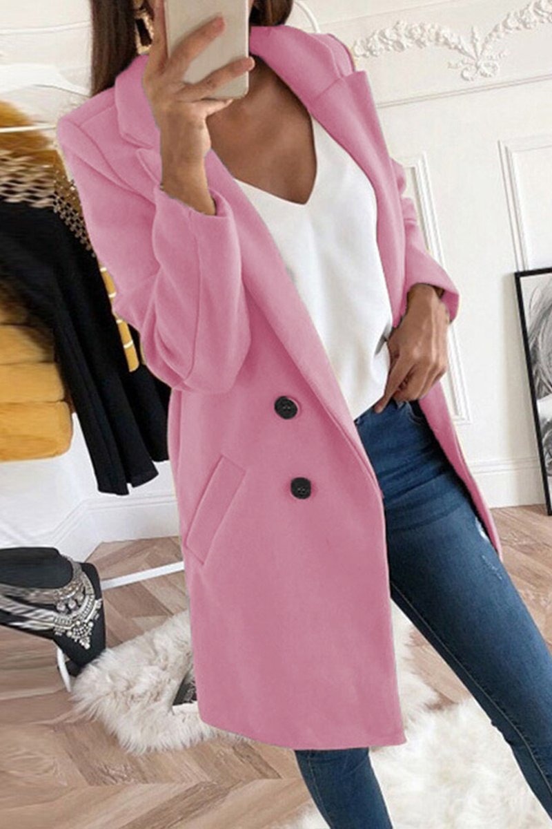 Women's Fashion Solid Color Suit Collar Slim Fit Women's Windbreaker Jacket - Seldom Seen Styles