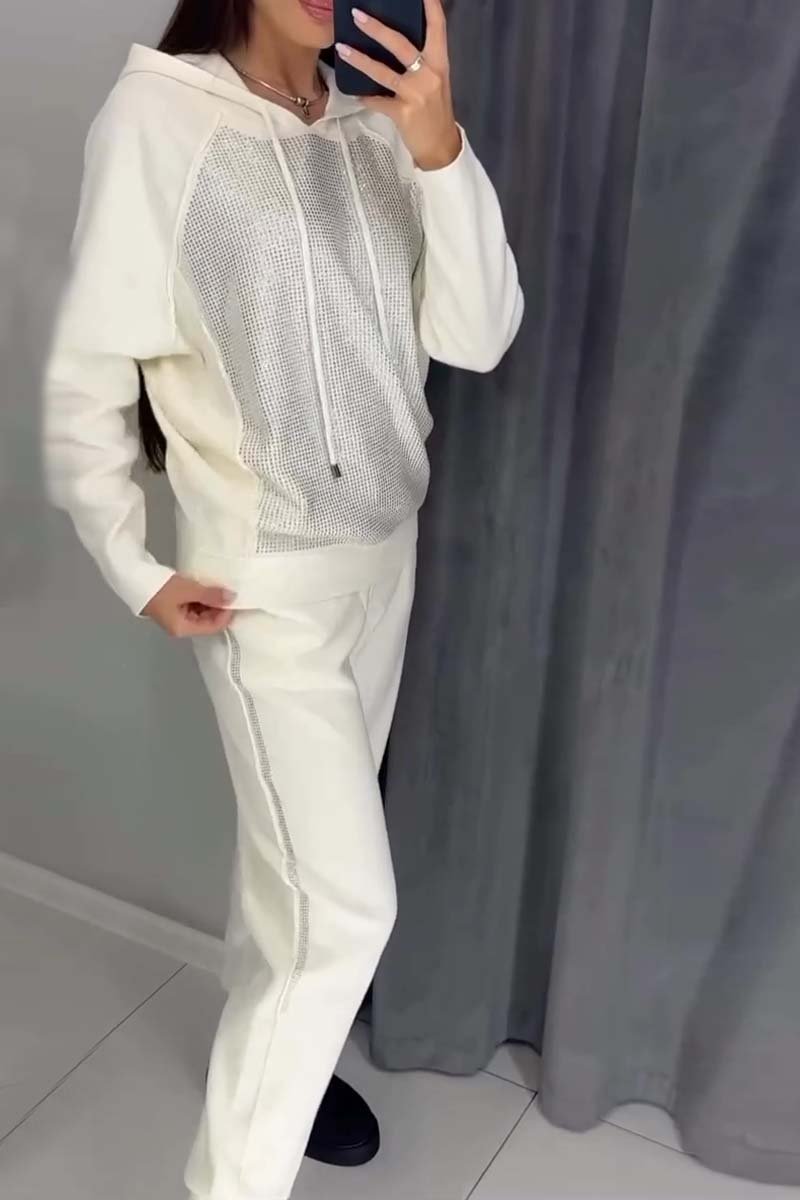 Women's casual diamond embellished hooded track suit - Seldom Seen Styles