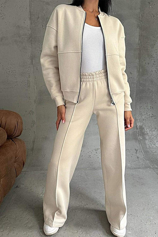 Women's Zipper Jacket & Pants Two-piece Set - Seldom Seen Styles