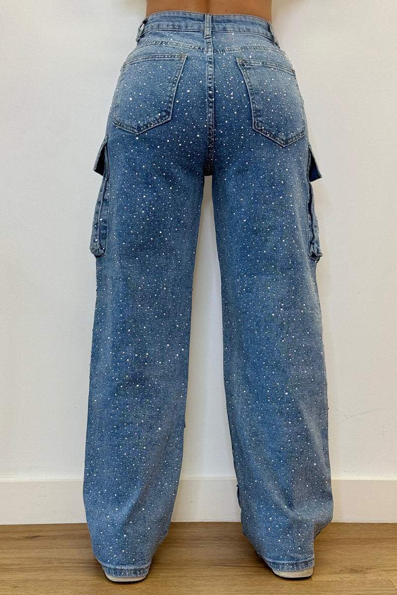 Women's Multi-pocket Rhinestone Casual Jeans - Seldom Seen Styles