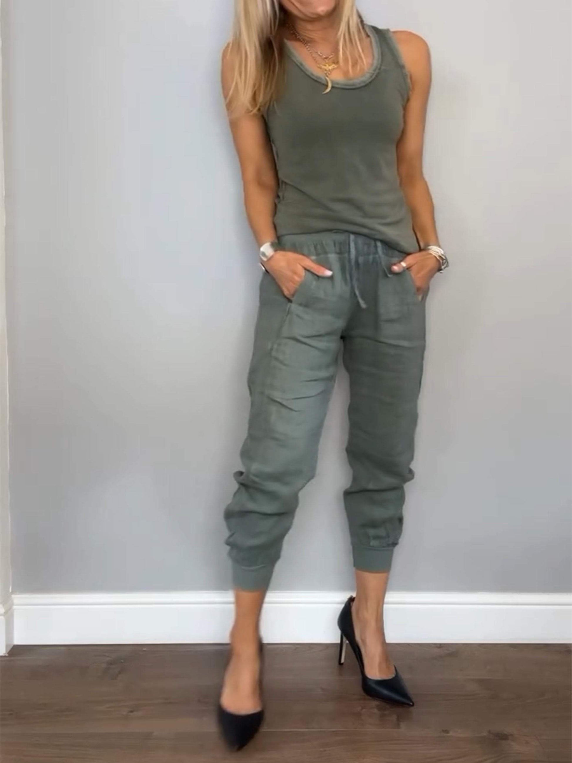 Women's Cotton and Linen Casual Two-piece Set - Seldom Seen Styles