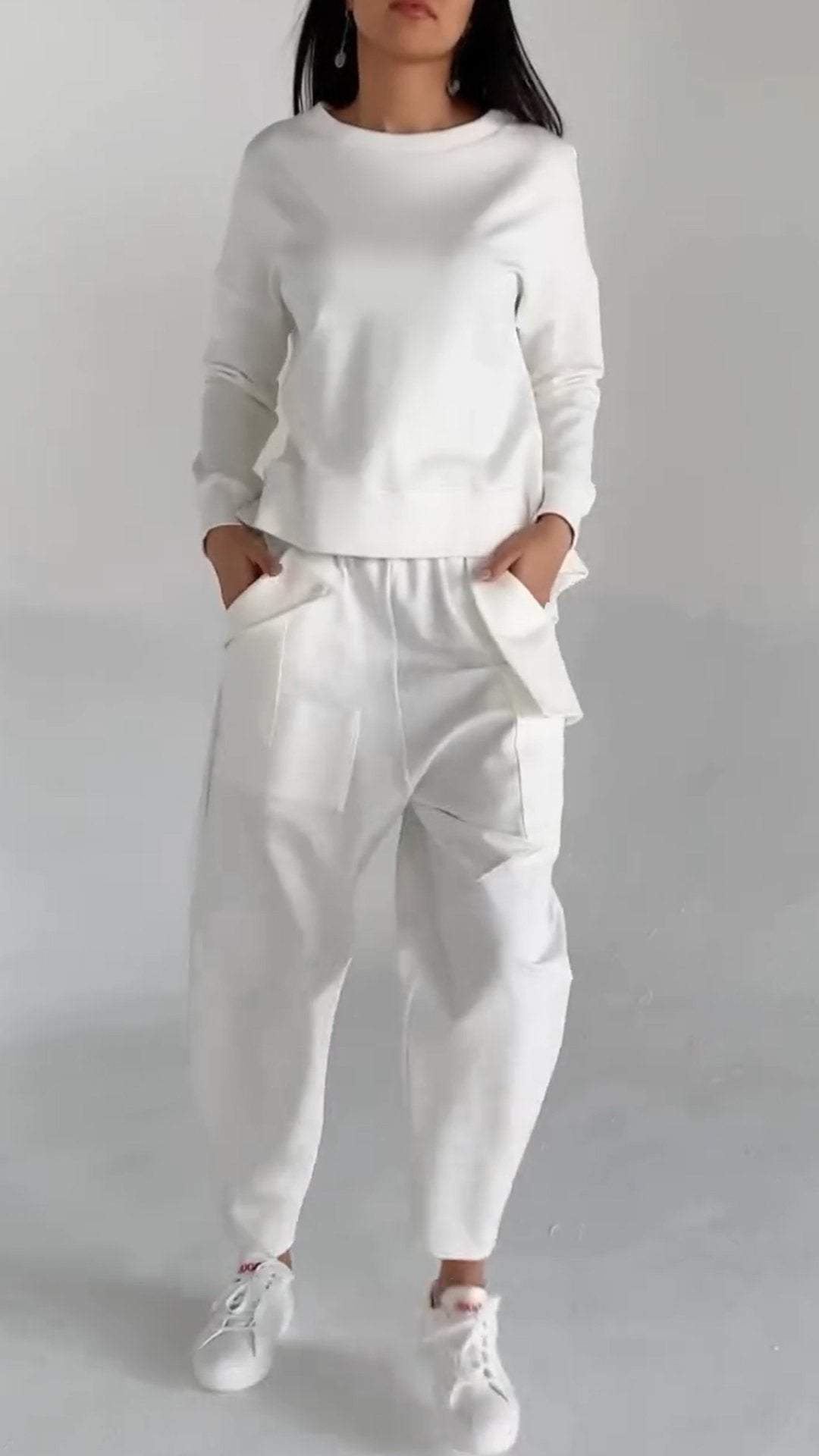 Casual Round Neck Long Sleeve Two Piece Suit - Seldom Seen Styles