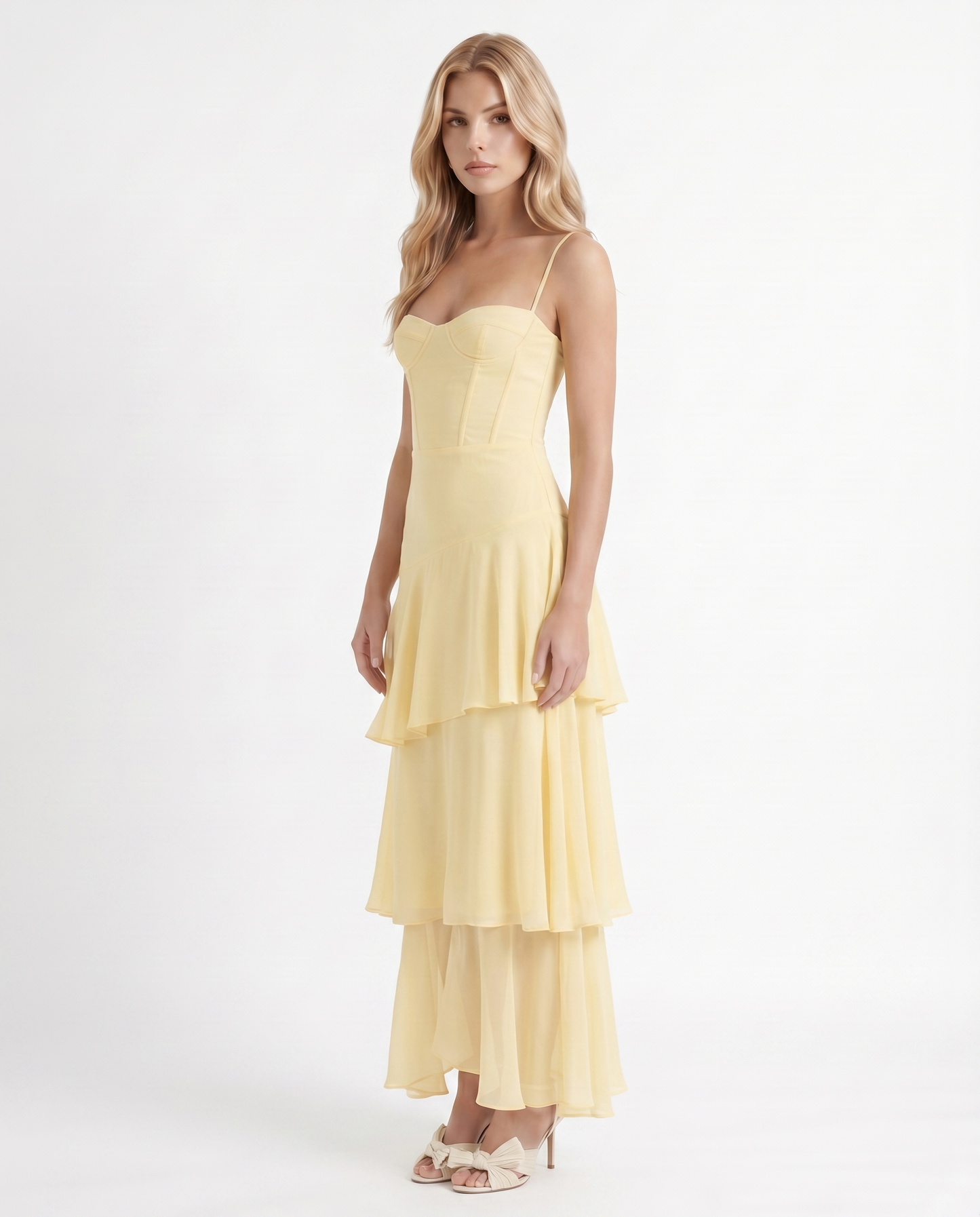 Women's Tiered Maxi Dress Flowy Layered Skirt Boho Summer Beach Vacation Wedding Guest Sundress | Sunny Tier