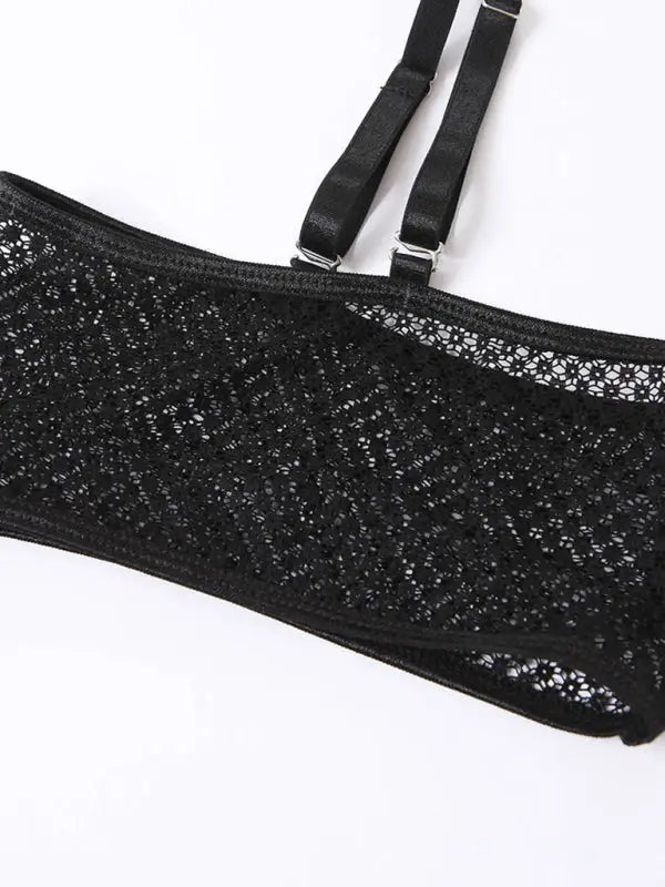 Lace 3 Piece Garter Lingerie Set