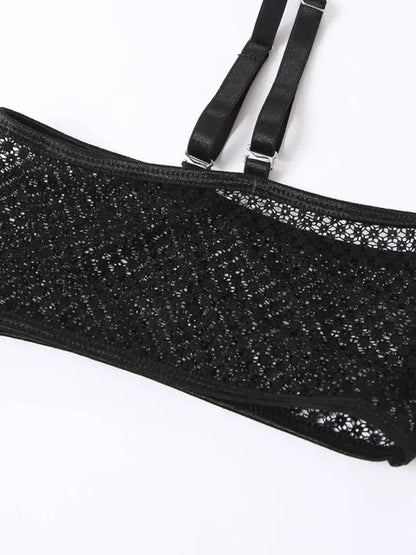 Lace 3 Piece Garter Lingerie Set