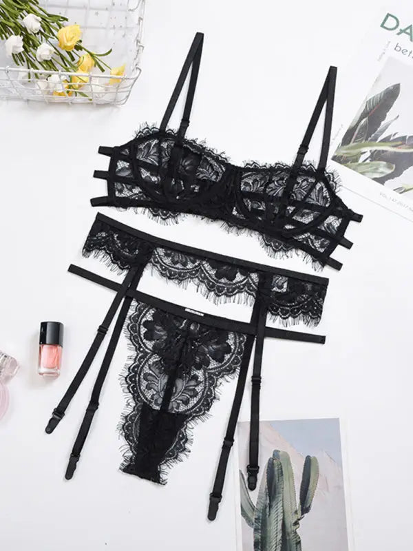 Lace Dreams 3 Piece Garter Set - Lingerie - Seldom Seen Styles