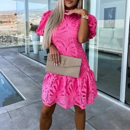 Laura | Women's Puff Sleeve Fit & Flare Mini Dress