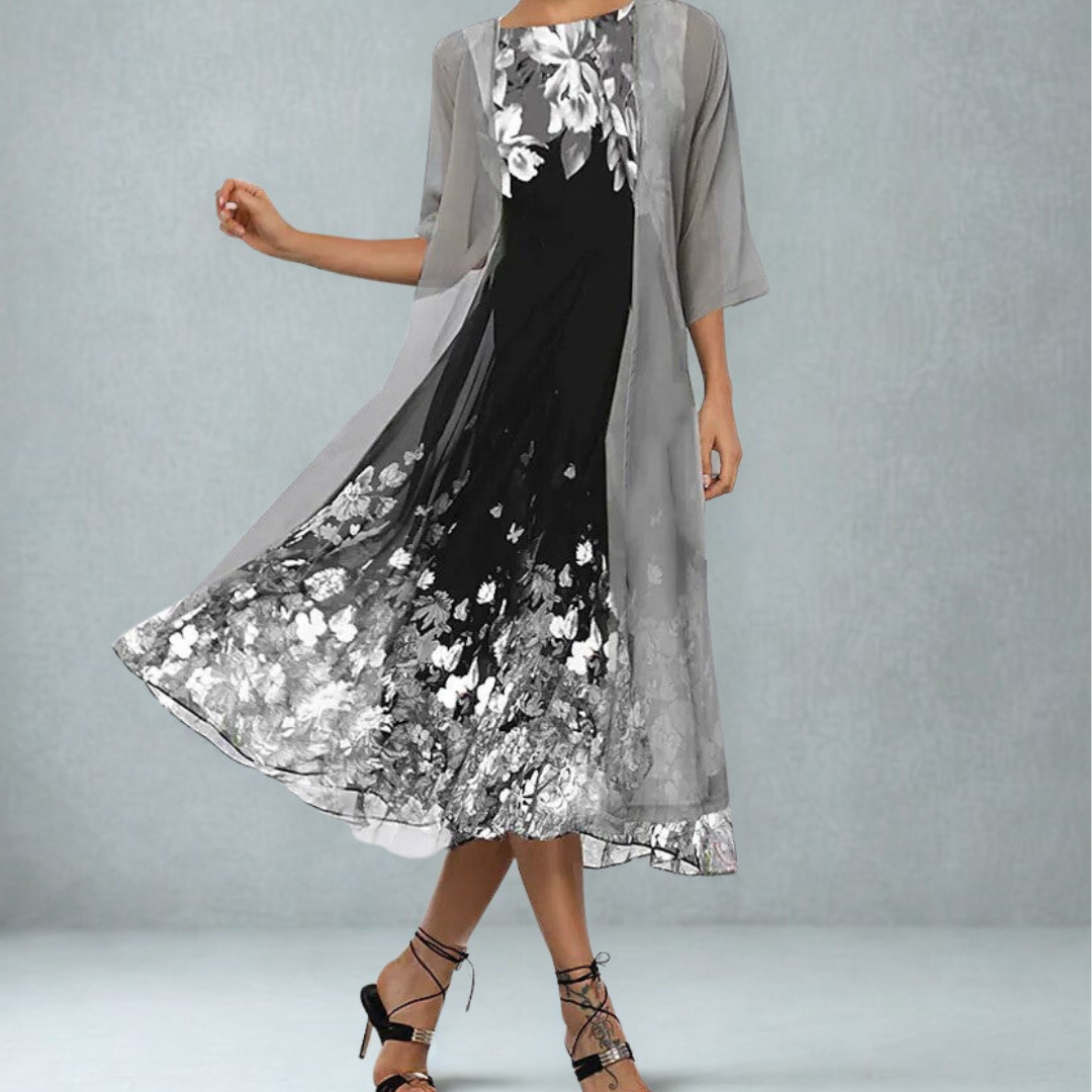 Linda | Women's A-Line Midi Floral Dress - Seldom Seen Styles