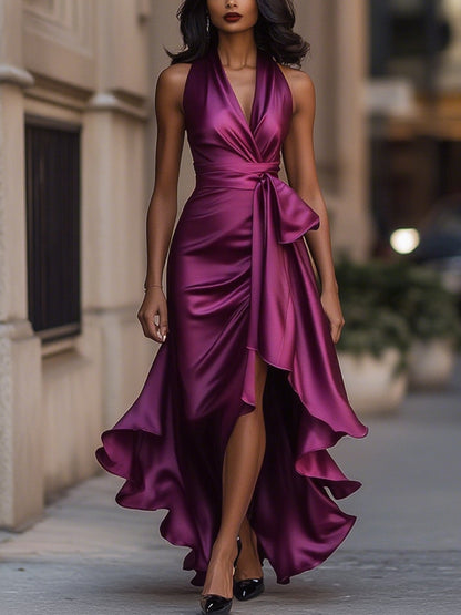 Lisa | Women's V-Neck Sleeveless Wrap Midi Dress