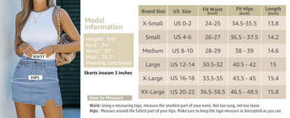 luvamia Skorts Skirts for Women Denim Mini Skirt Side Slit with High Waisted Jean Shorts Stretchy