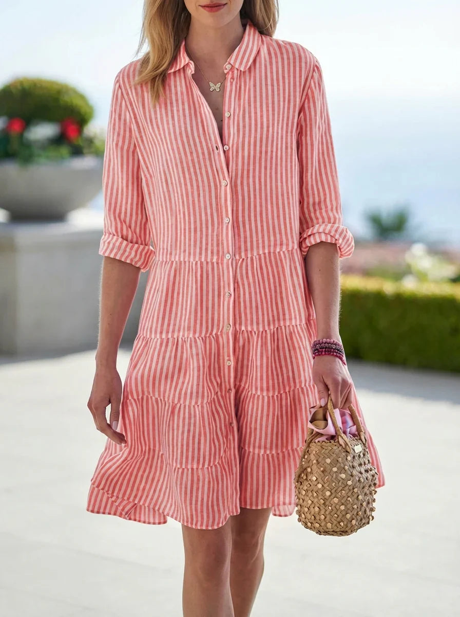 Mabel | Women’s Vertical Patterned Shirt Style Dress - Seldom Seen Styles