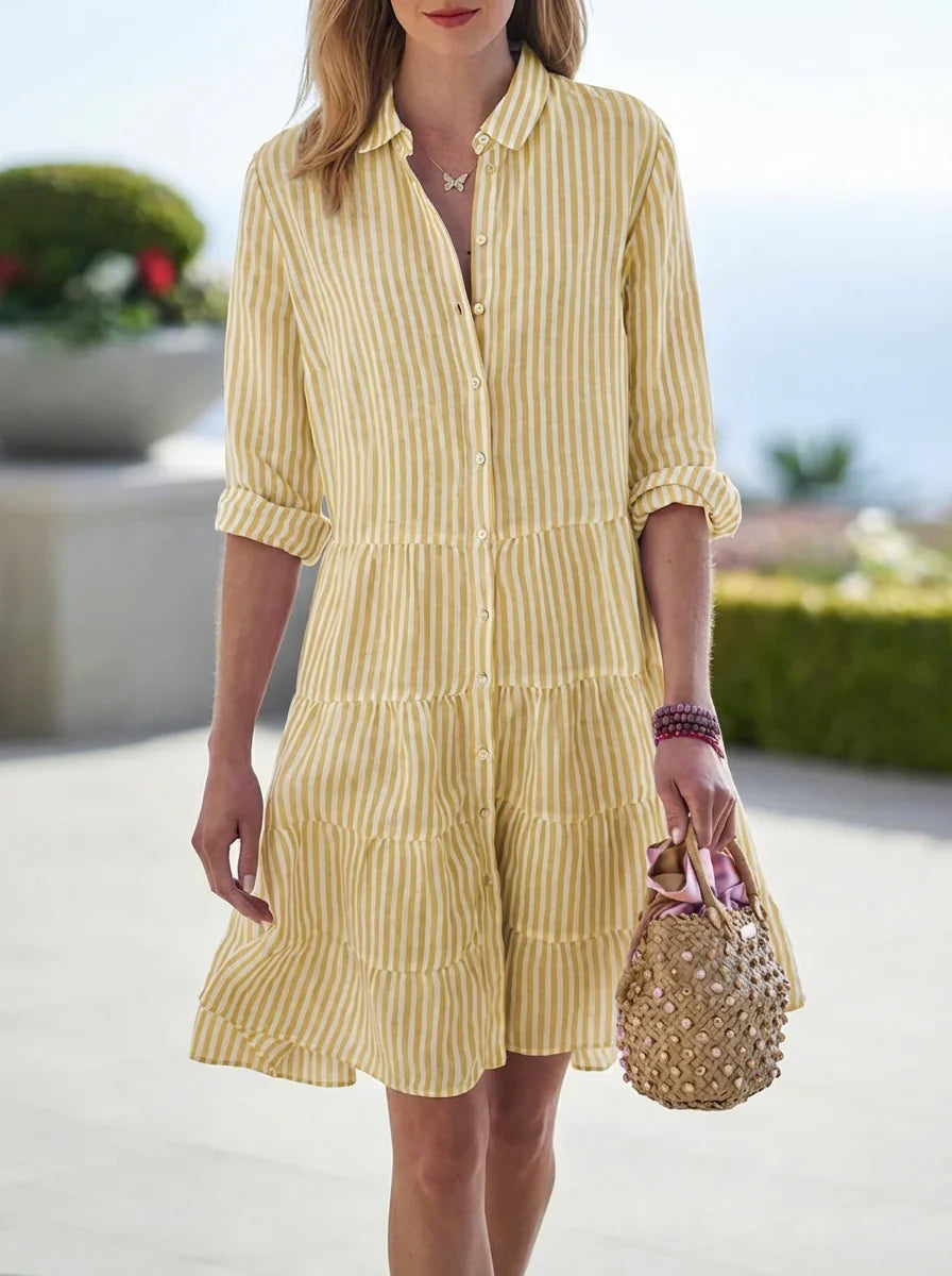 Mabel | Women’s Vertical Patterned Shirt Style Dress - Seldom Seen Styles