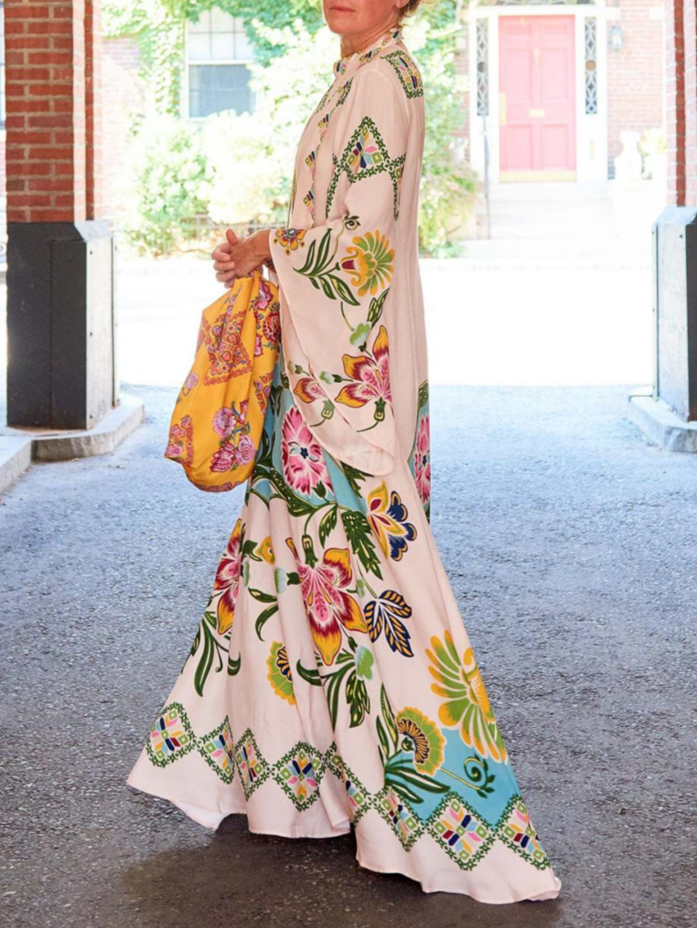 Noelle Linen Blend Loose Floral Print Long Sleeve Maxi Dress - Seldom Seen Styles