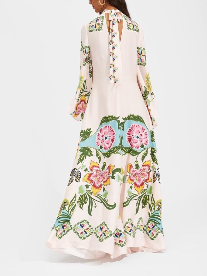 Noelle Linen Blend Loose Floral Print Long Sleeve Maxi Dress - Seldom Seen Styles
