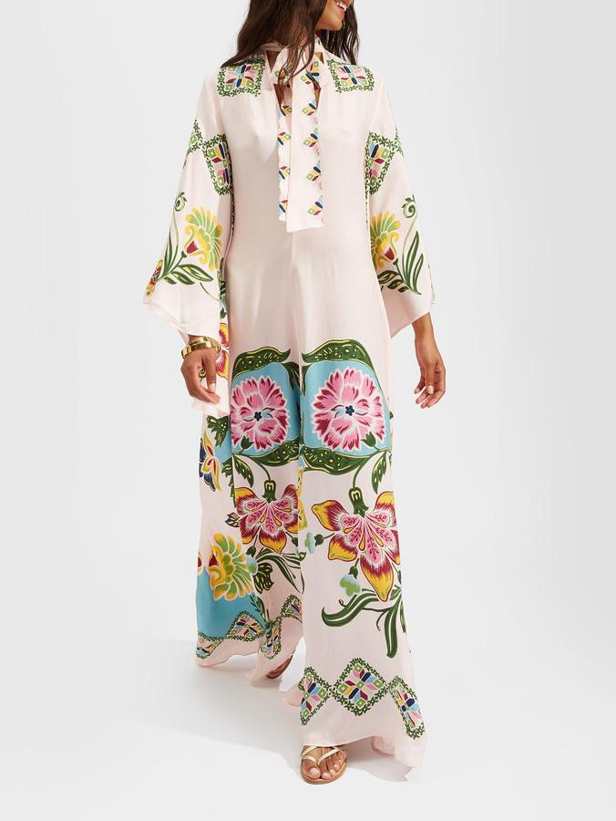 Noelle Linen Blend Loose Floral Print Long Sleeve Maxi Dress - Seldom Seen Styles