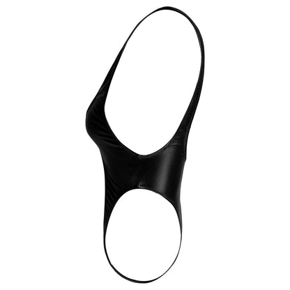 Women's Cut Out Monokini Swimsuit Shiny Faux Leather One Piece