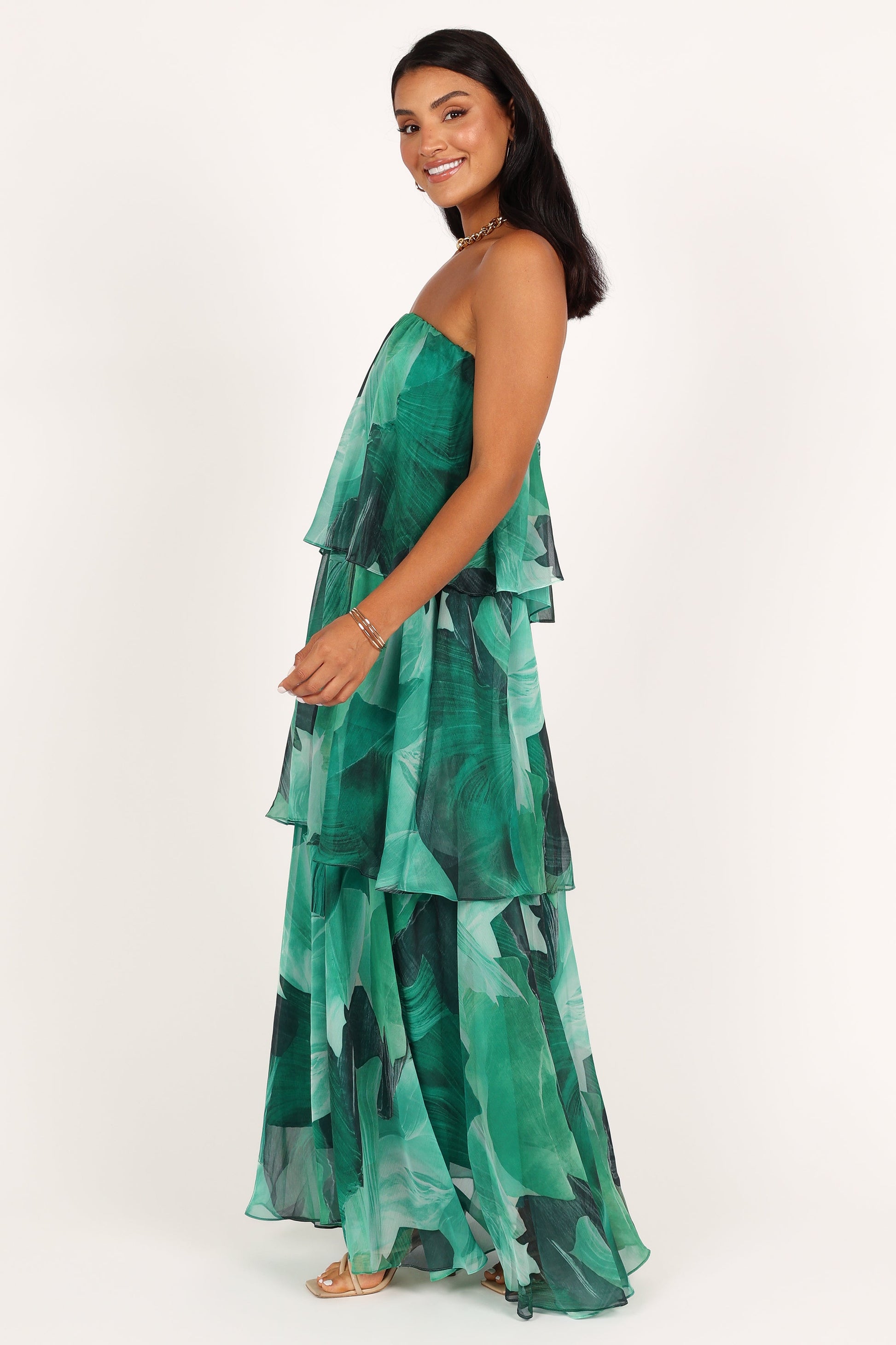 Bloom Strapless Maxi Dress - Green Floral - Seldom Seen Styles