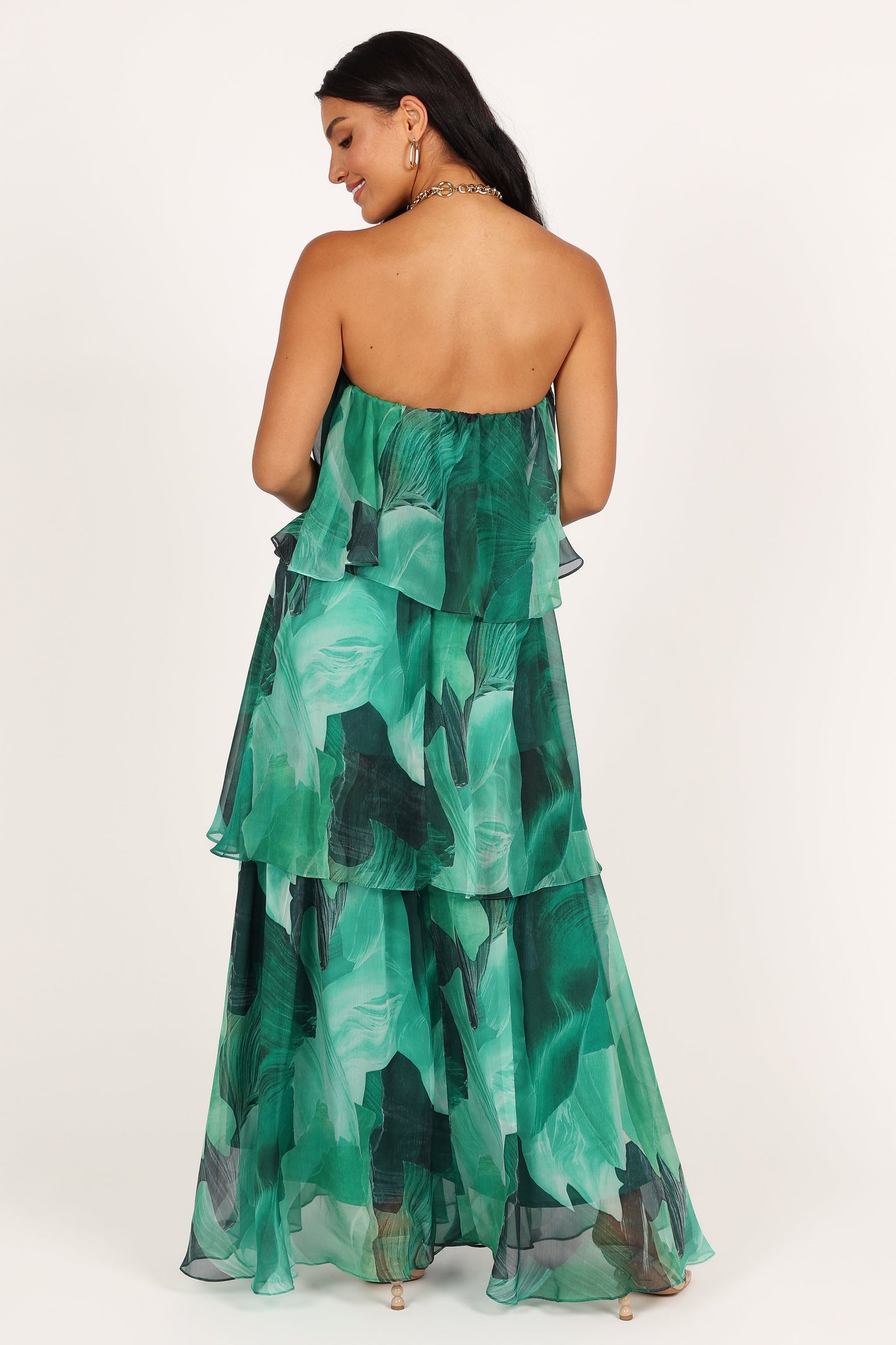 Bloom Strapless Maxi Dress - Green Floral - Seldom Seen Styles