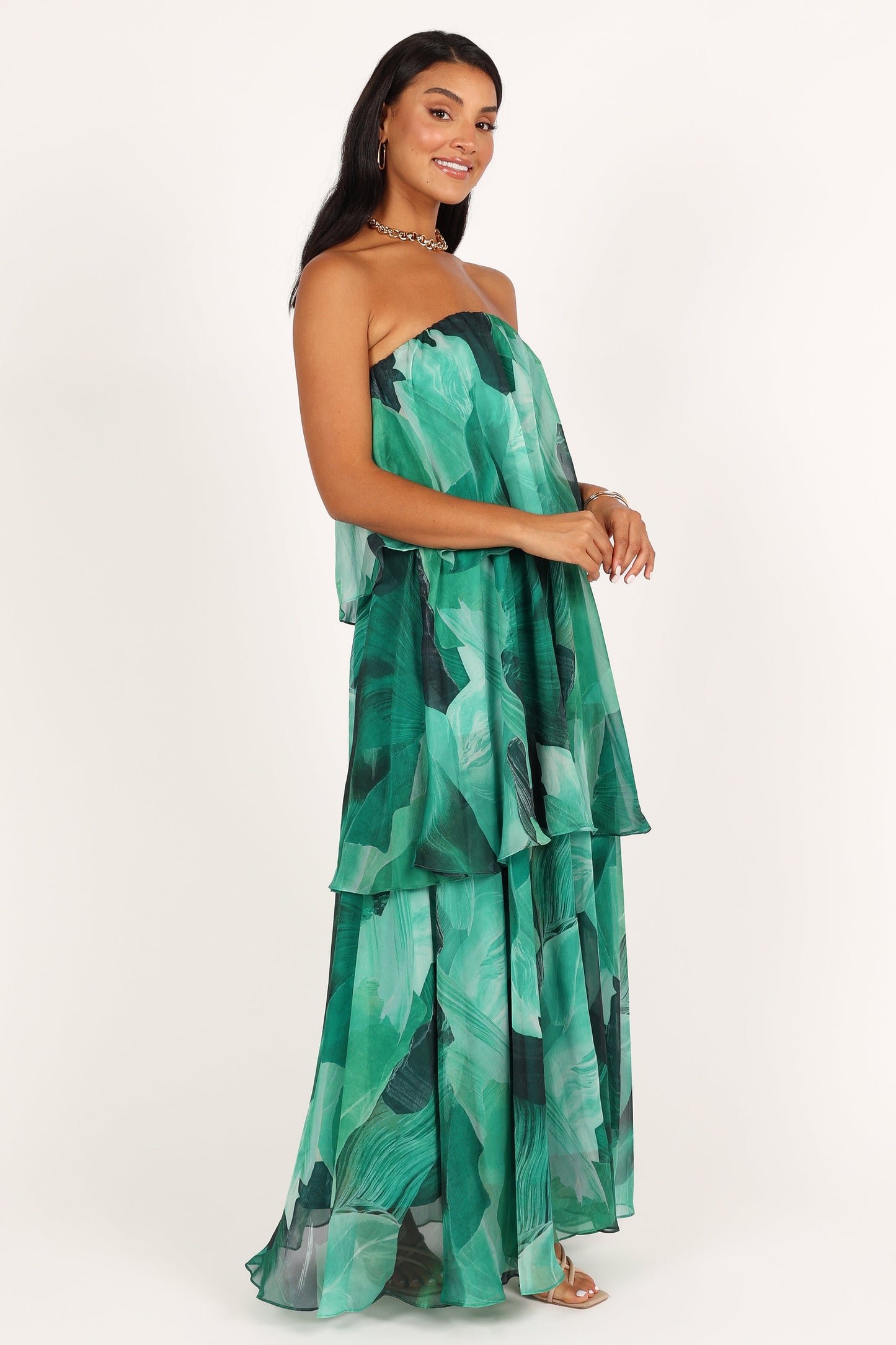 Bloom Strapless Maxi Dress - Green Floral - Seldom Seen Styles