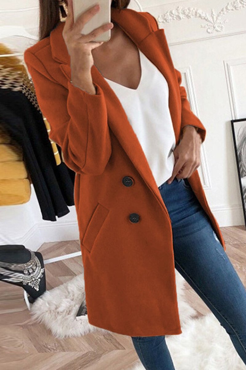 Women's Fashion Solid Color Suit Collar Slim Fit Women's Windbreaker Jacket - Seldom Seen Styles